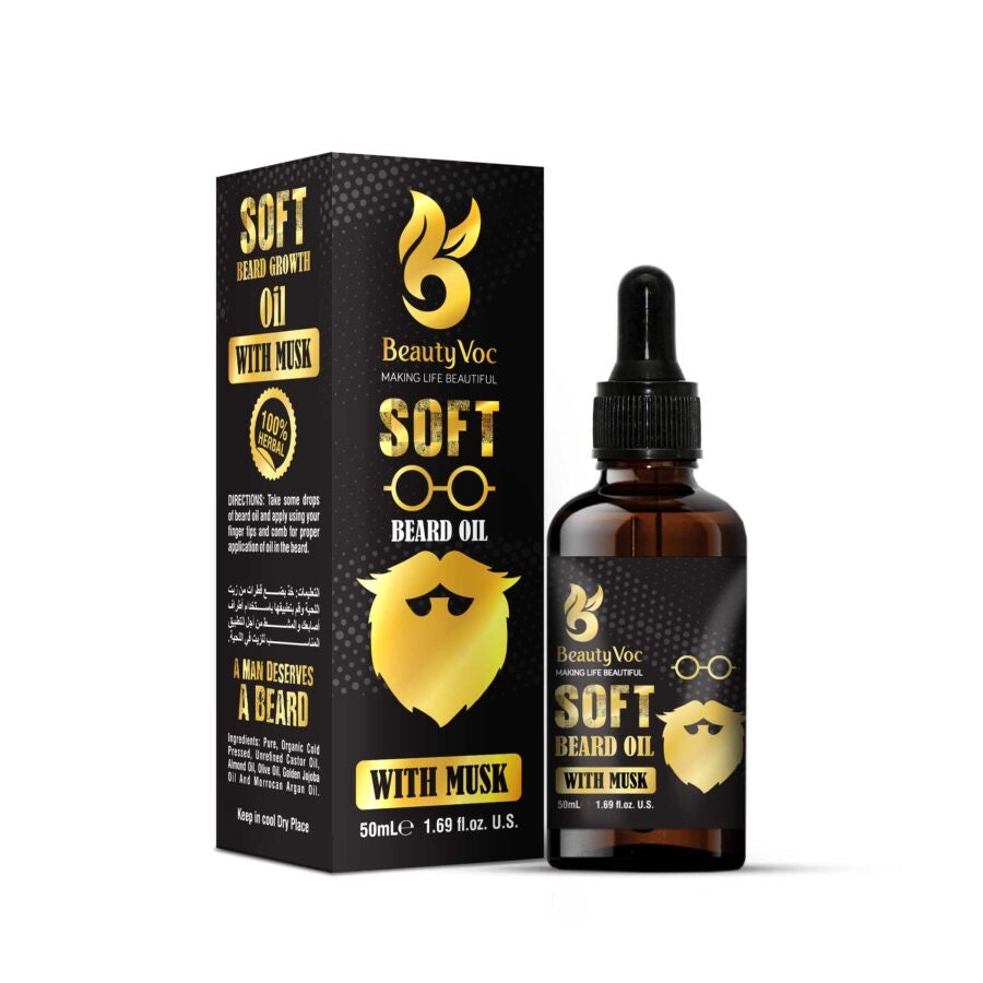Beard Oil with Musk 50ml - Beard grooming oil, beard softening oil, beard growth oil for men